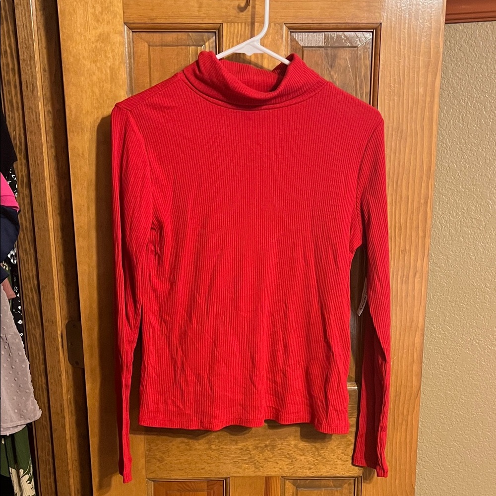 Old Navy Ribbed Red Turtleneck Long Sleeve Top